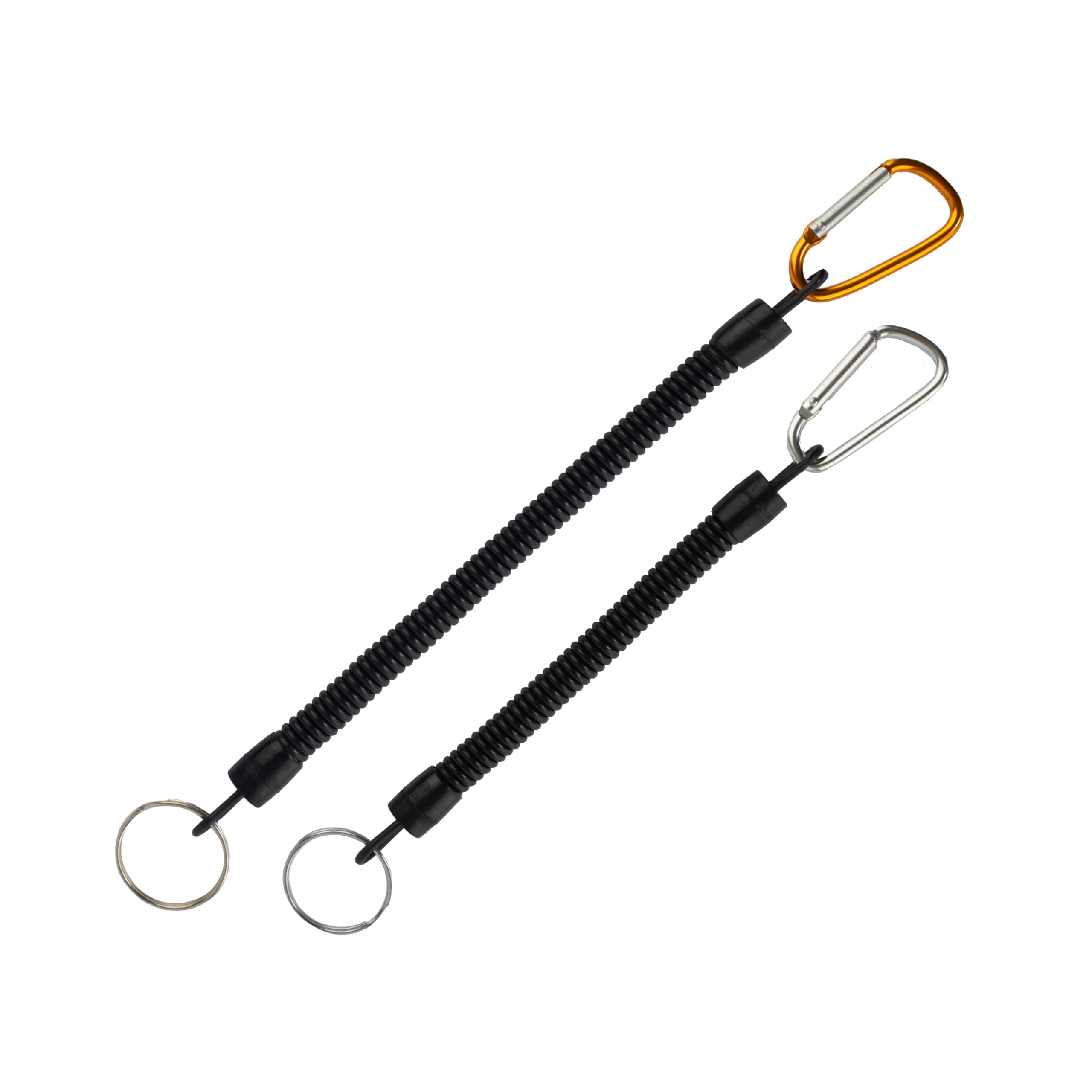 GWOZI Tool Lanyards for Hand Tools 2 Pcs - Fishing Lanyard with Split Ring & Carabiner - Plastic Spring Elastic Coiled Lanyard - Safety Tool Tether for Fishing, Hiking Camping Tools