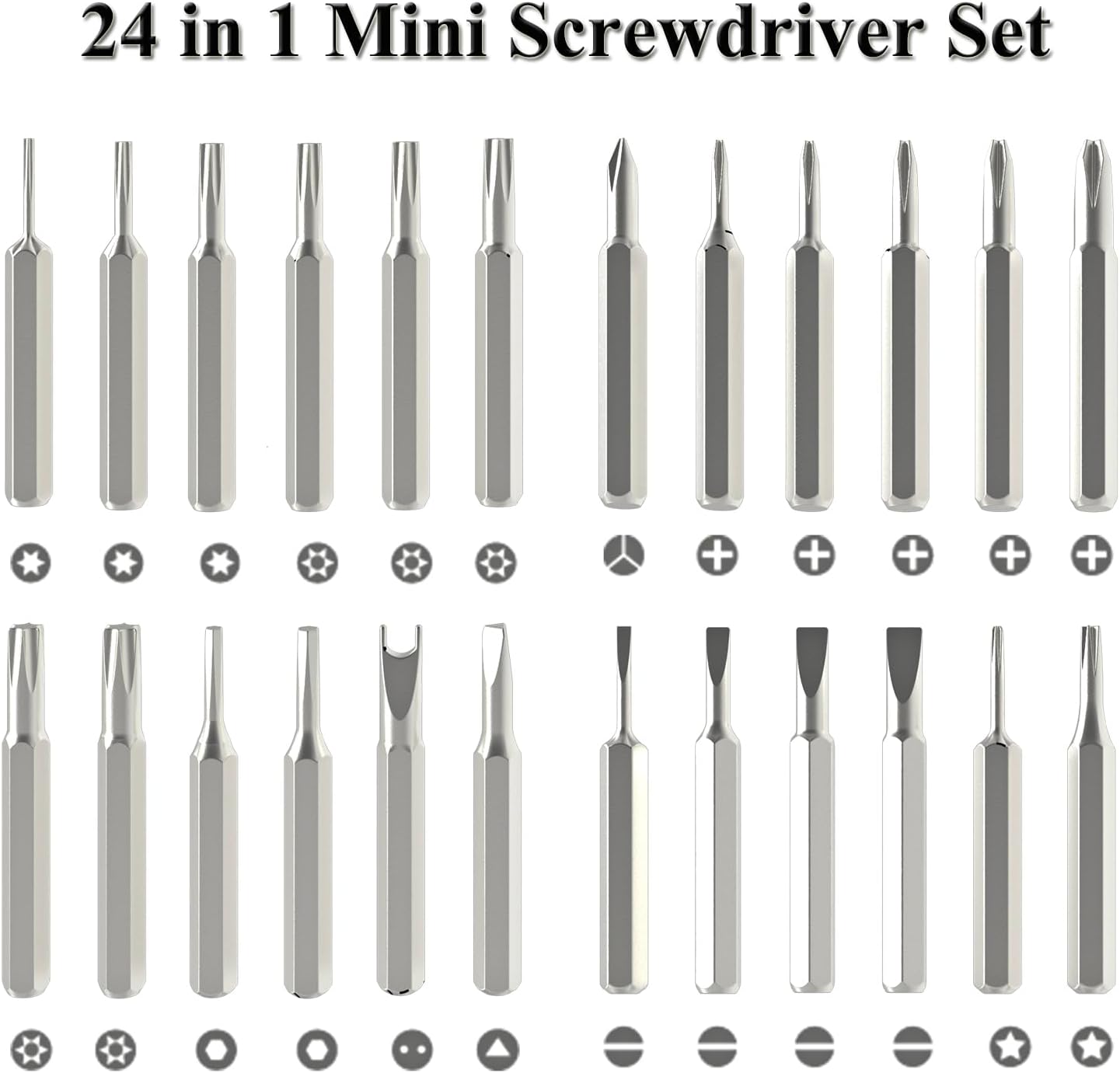 Torx Phillips Flat Head Tripoint Pentalobe Screwdriver Set With Case, 24 In 1 Eyeglass Watch Pc Screwdriver, Precision Magnetic Mini Screwdrivers Bit Set For Fixing Laptop,Furniture, Car, Bike Etc