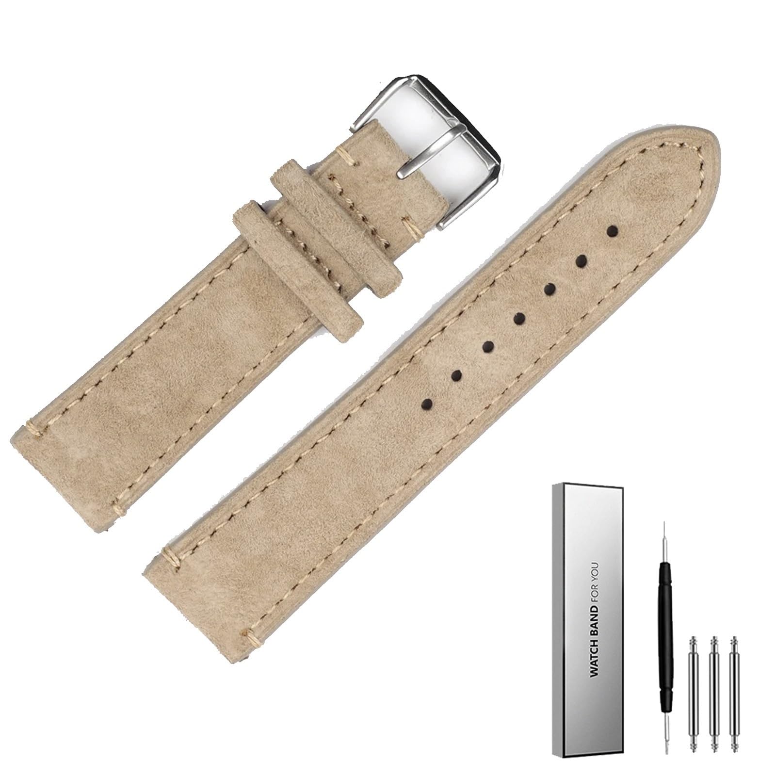 Wildleder -Leder -Uhrenband 18mm 20 mm 22 mm 24mm Vintage handgefertigtes Handgemacht für Männer Frauen Uhr Austausch