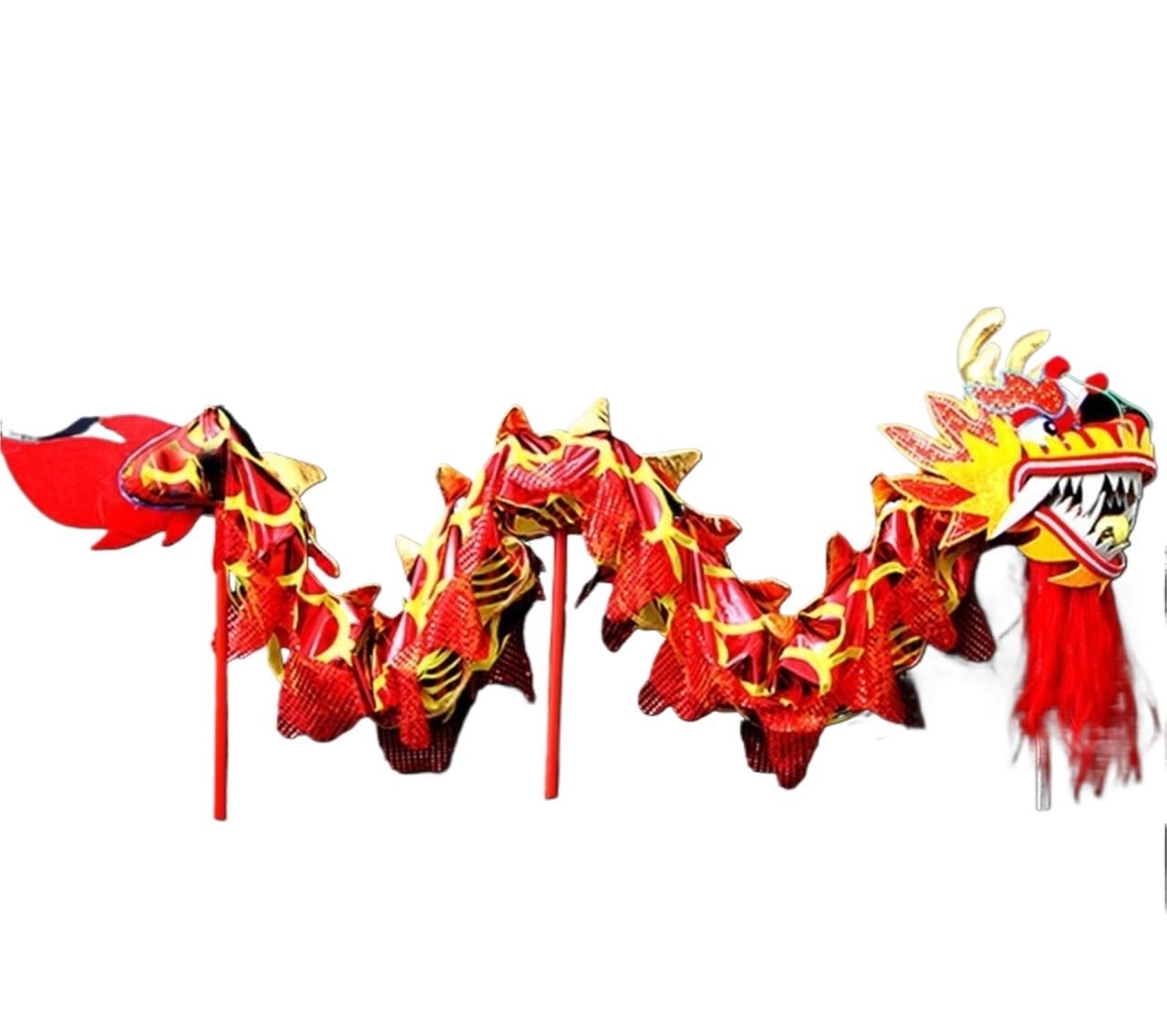 MHbdfsxz Outdoor Sports Traditional Silk Dragon Dance 3 Meter Chinese New Year Show For 4 Players Festival Celebration(Rosso)