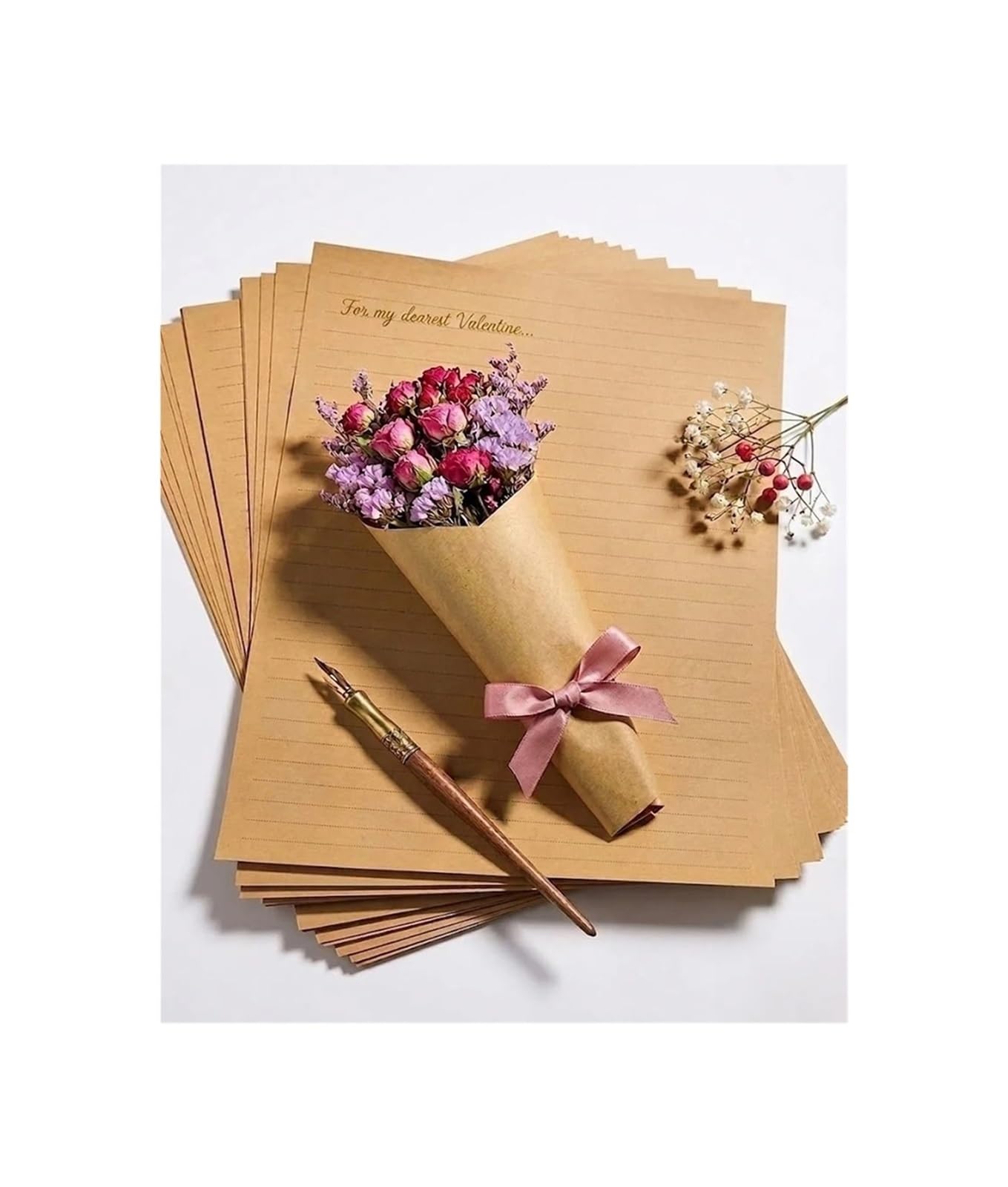 Vintage Briefpapier Briefpapier-Set mit Umschlägen aus Kraftpapier