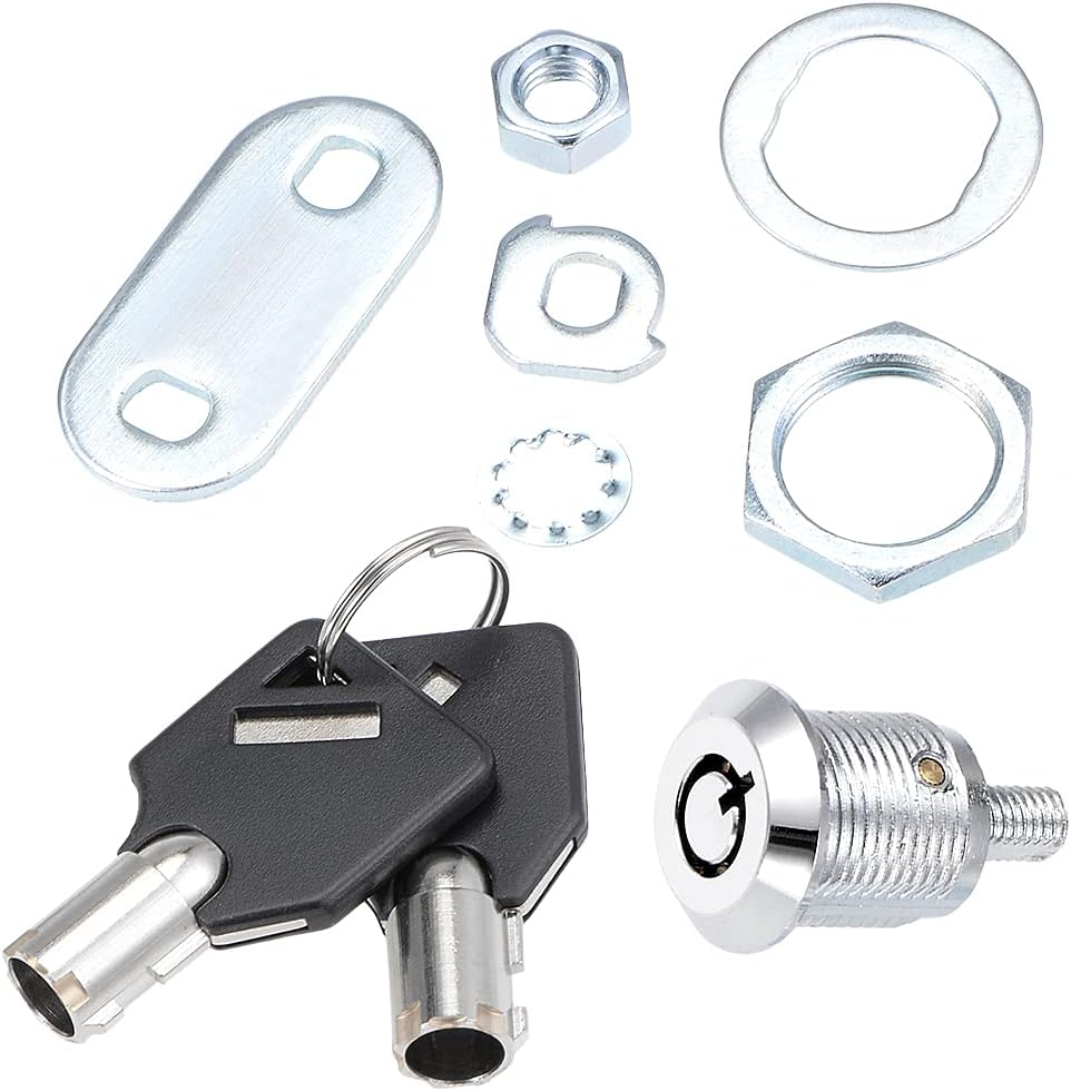 sourcing map Tubular Cam Lock, 13/16" Cylinder Length, Fits on 1/2" Max Panel Thickness, Chrome Finish Keyed Alike, 2Pcs - Image 4