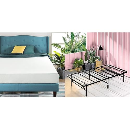 Zinus 8 Inch Green Tea Memory Foam Mattress/CertiPUR-US Certified XL, White & SmartBase Tool-Free Assembly Mattress Foundation / 14 Inch Metal Platform Bed Frame/Underbed Storage, Twin XL
