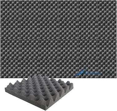 Arrowzoom New 24 Pack of 9.8 in X 9.8 in X 1.1 in Convoluted Foam Soundproofing Insulation Egg Crate Acoustic Wall Padding Studio Foam Tiles Black