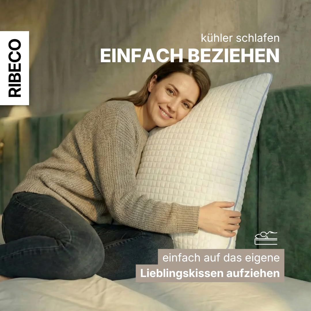kühlender Kissenbezug ELSA im 2er Set, kühlender Kopfkissenbezug 40x80 cm, 2in1: QMAX-Breeze Technologie & kuschelige Baumwollseite, ideale Ergänzung für das Kopfkissen