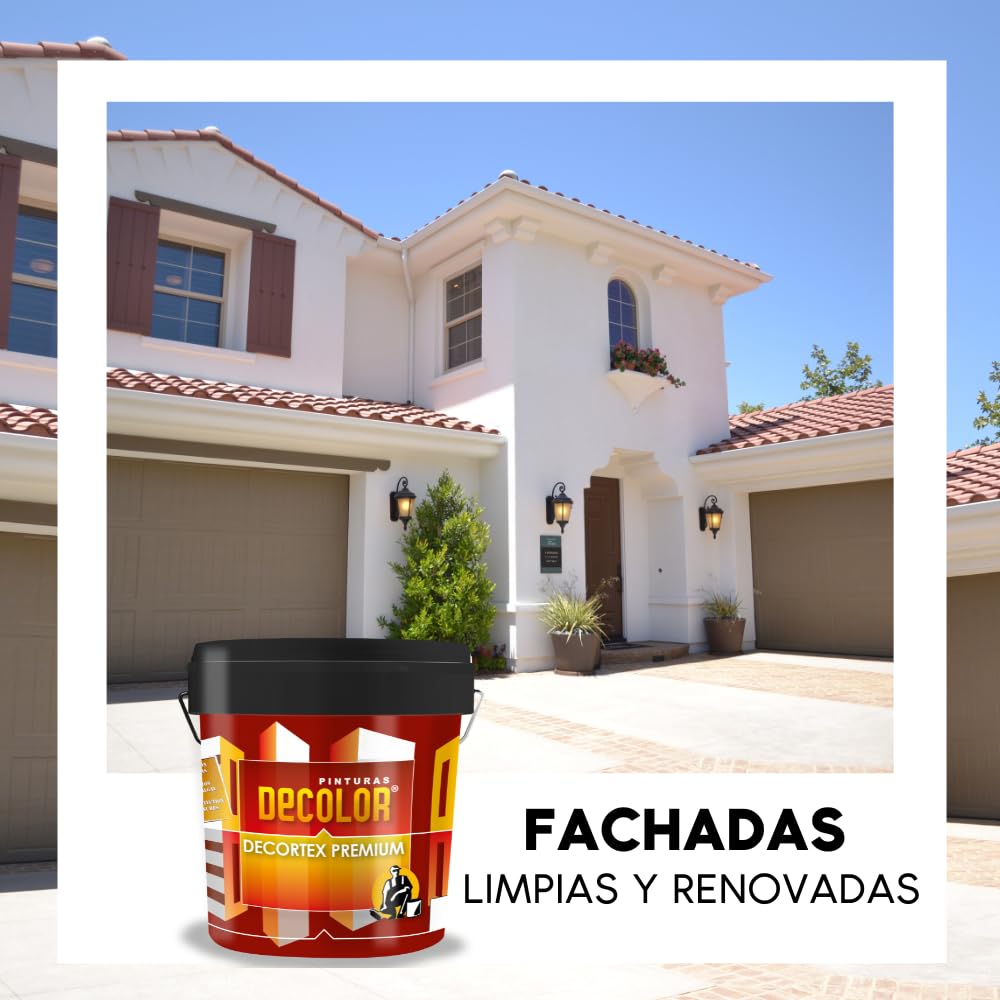 PINTURAS DECOLOR DECORTEX LISO PREMIUM - Pintura revestimiento impermeabilizante para fachadas. (4 litros). DAKAR.