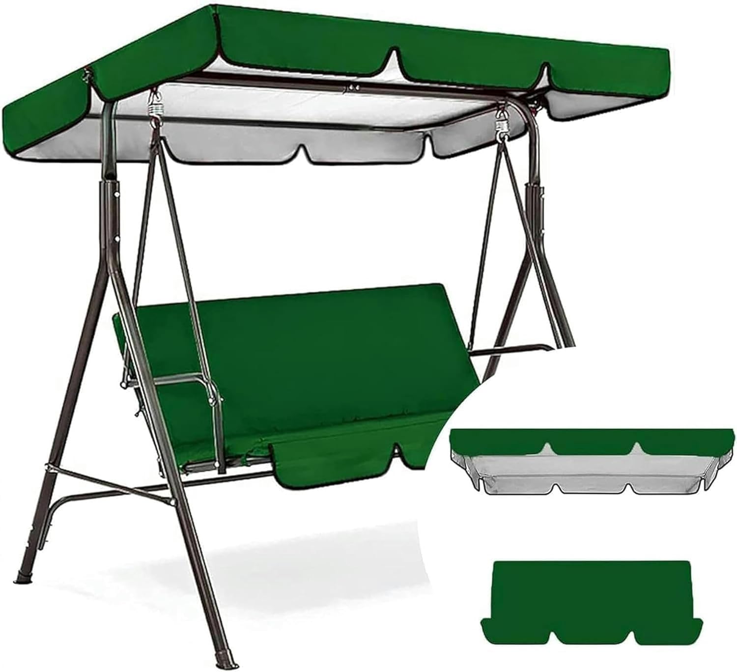 Patio Swing Canopy Waterproof Top Cover Set 7 Swing Cushion Cover 3 Seater, Waterproof Garden Seater Sun Shade Porch Hammock Patio Swing Cover., Blue