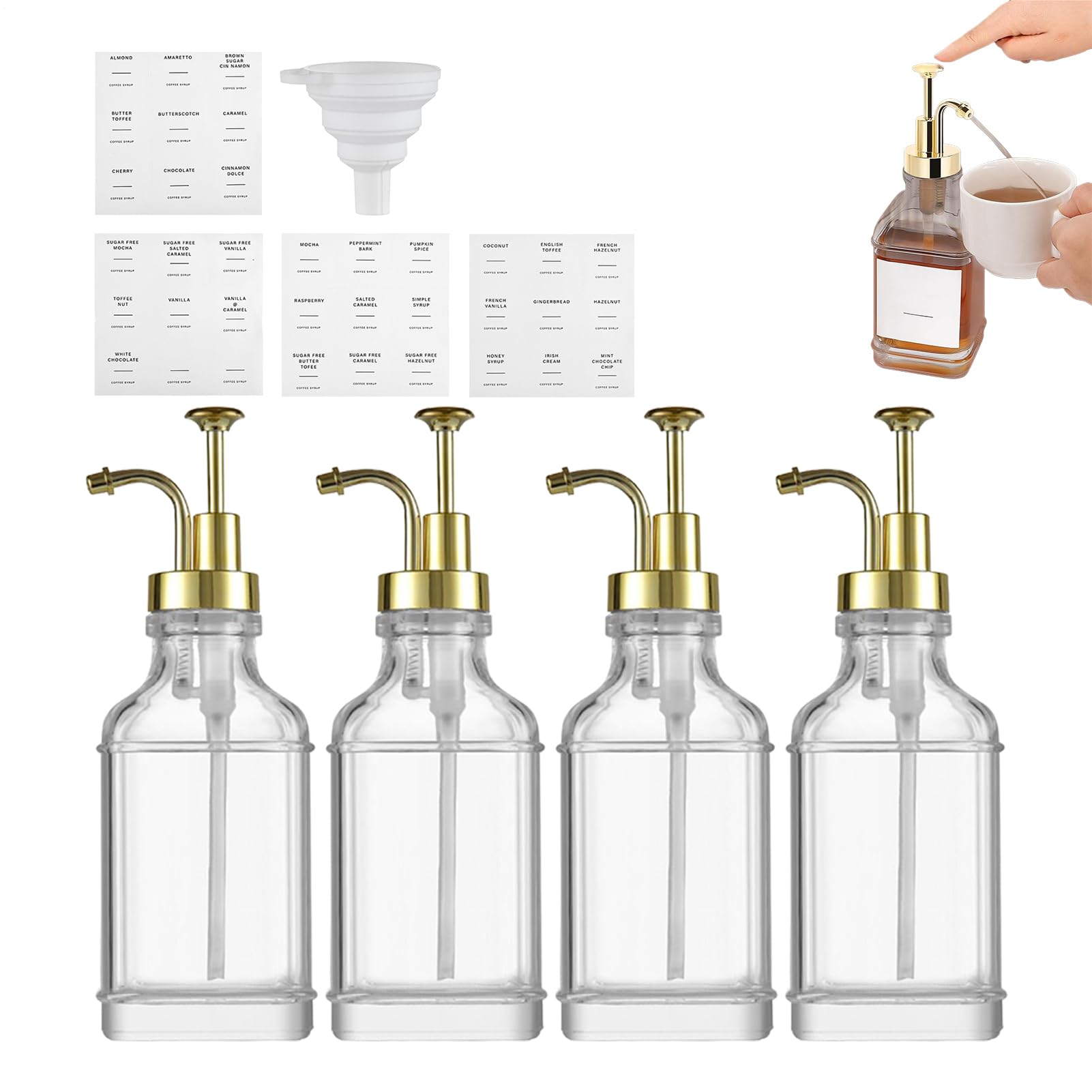 Dispensador de de vidrio | Recipiente de con bomba | Botella de | salsa transparente a prueba de fugas para Ketchup Jabón líquido Cocina Bebida Mesa Postre Chefs Baristas Bar Club