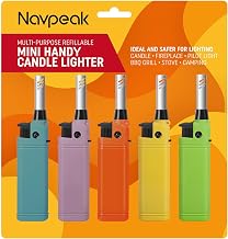 Navpeak Mini Candle Lighter Multipurpose Lighter Utility Lighters with Extended Wand Handy Refillable for Kitchen Fireplace Pilot Light DIY BBQ Grill Stove 5 Pack (Butane Included)