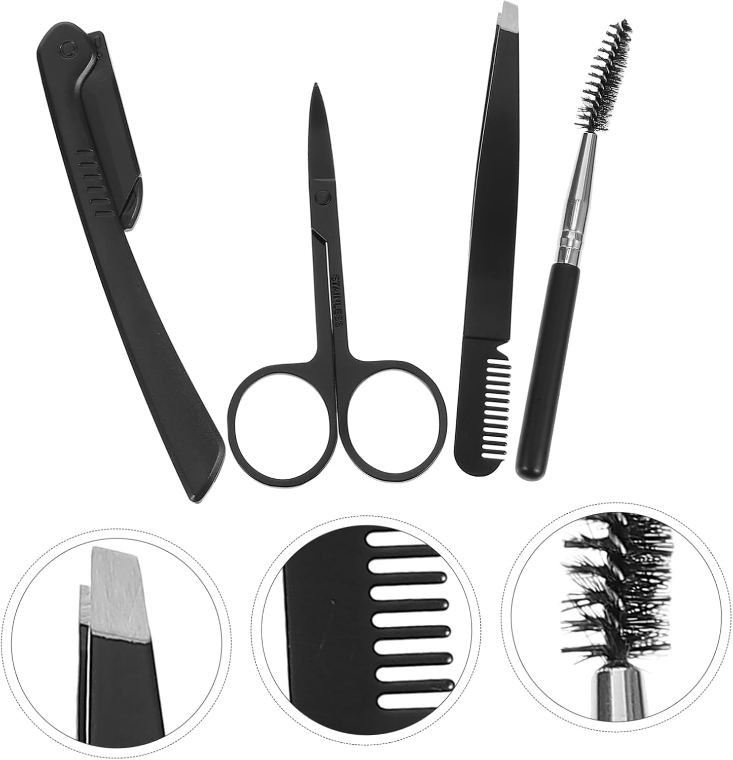 NOLITOY 3sets Complete Eyebrow Grooming Tweezers Razor Scissors Brush Eyebrow Shaping Tools