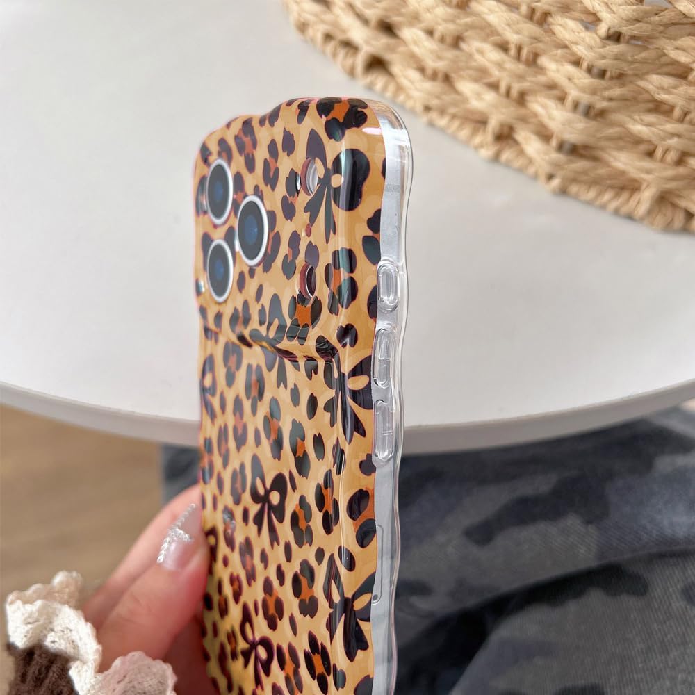 for 17 Pro Max Case with Cute Amber Cheetah Leopard Print & Curly Wavy Frame, Retro Aesthetics Design Soft Slim TPU Shockproof Protective (Include 1 Lens Protector & 2pcs Screen Protector) image 5