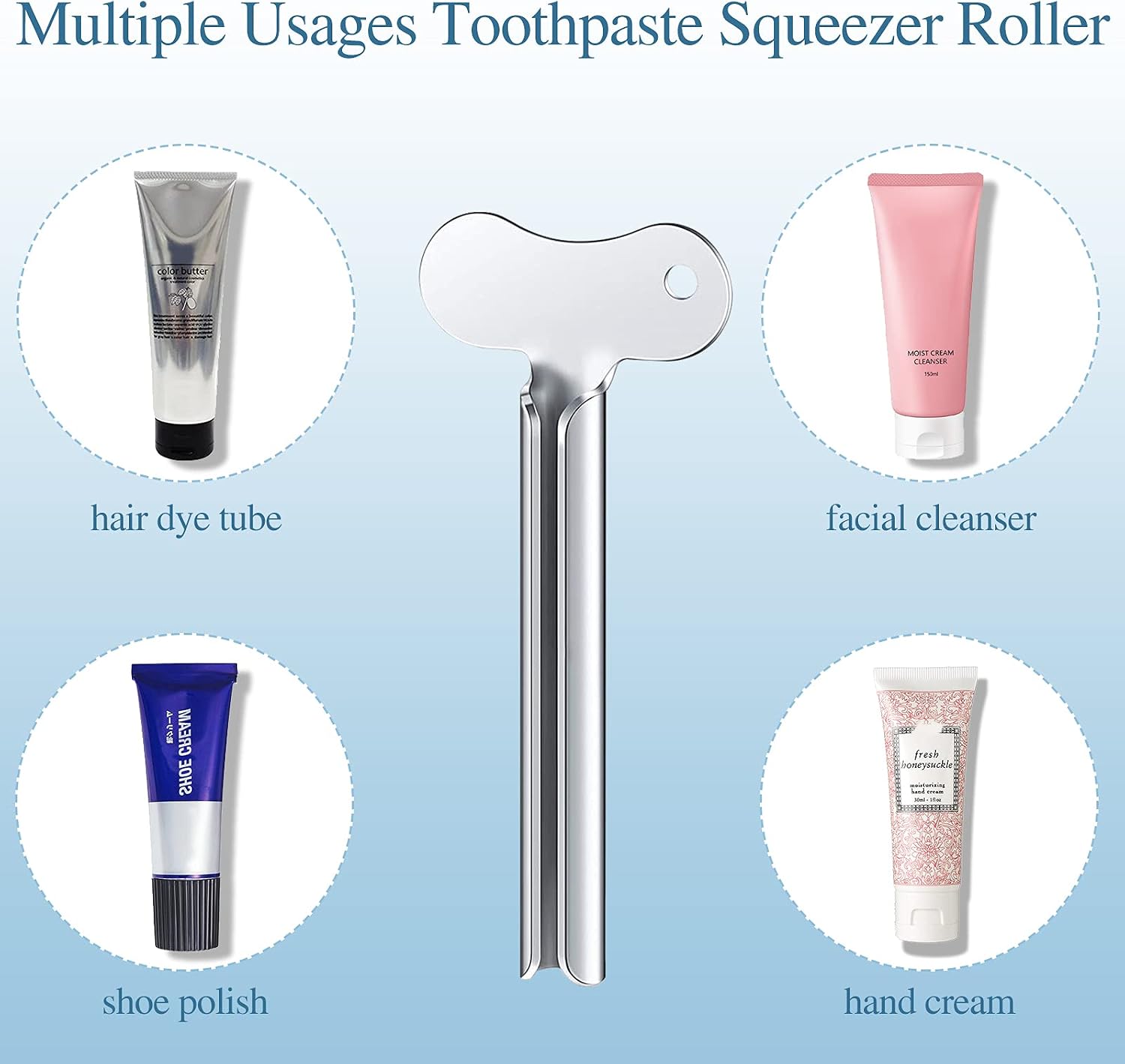 ZOCONE Toothpaste Squeezer, 12pcs Metal Tube Squeezer Key Stainless Steel Toothpaste Roller Tube Wringer for Paint, Cream, Cosmetic and Hair Dye(A)