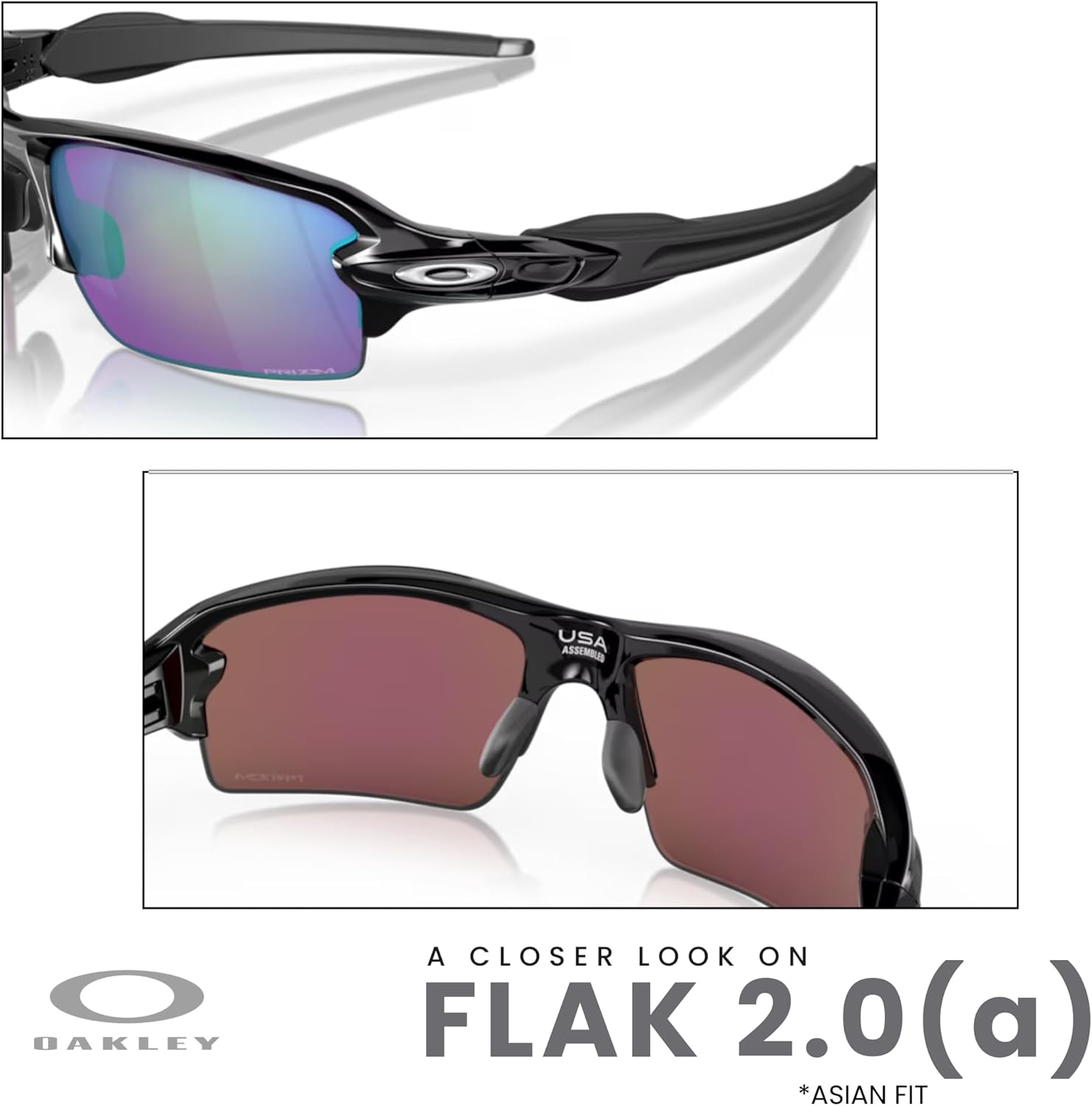Oakley Flak 2.0 Asian Fit OO9271 Low Bridge Rectangle Sunglasses for Men+ BUNDLE Leash + Designer iWear Care Kit