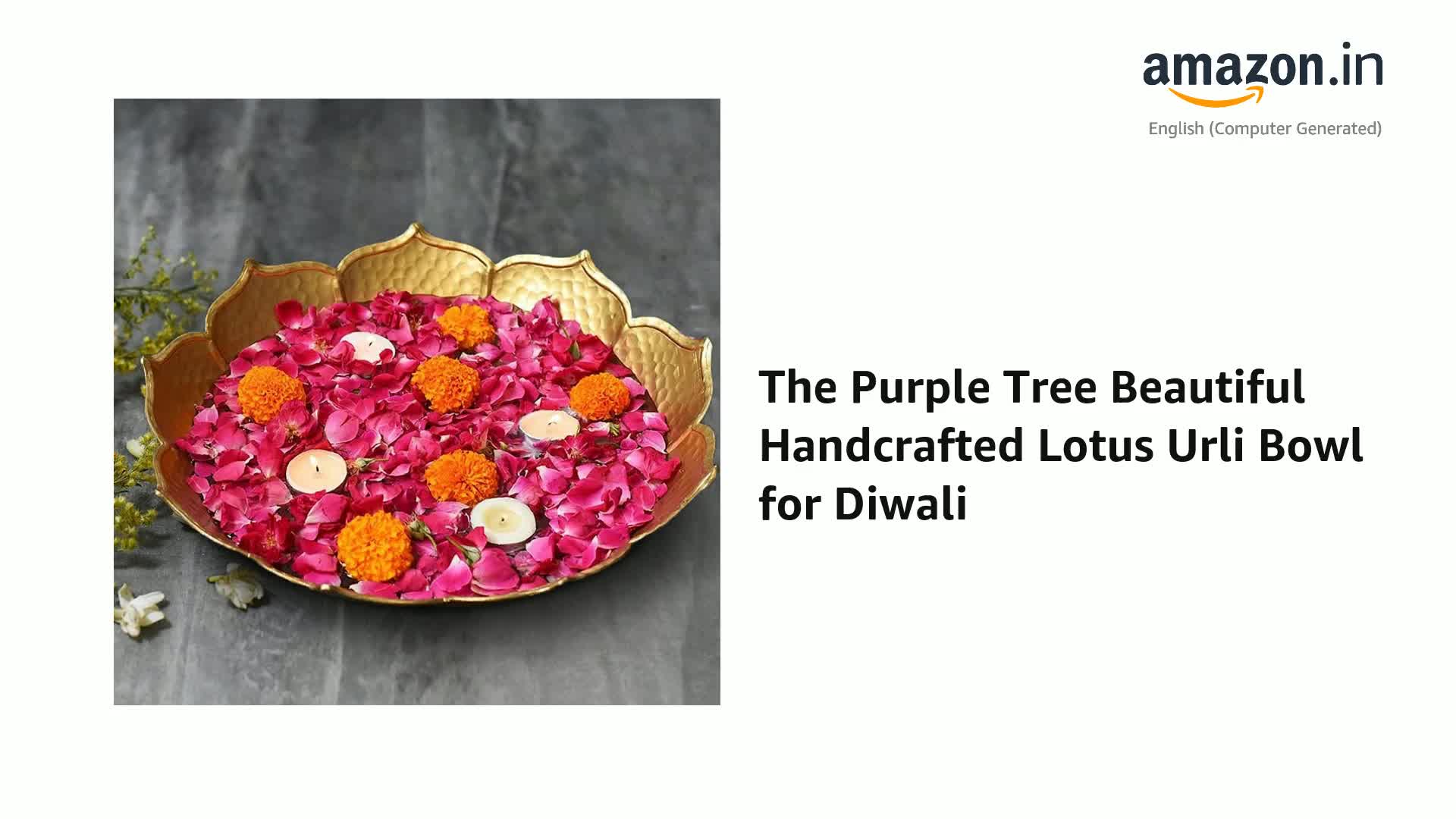 The Purple Tree Handgefertigte Lotus-Urli-Schale – Goldene Metallschale Für Teelichter & Blumen, 30 Cm