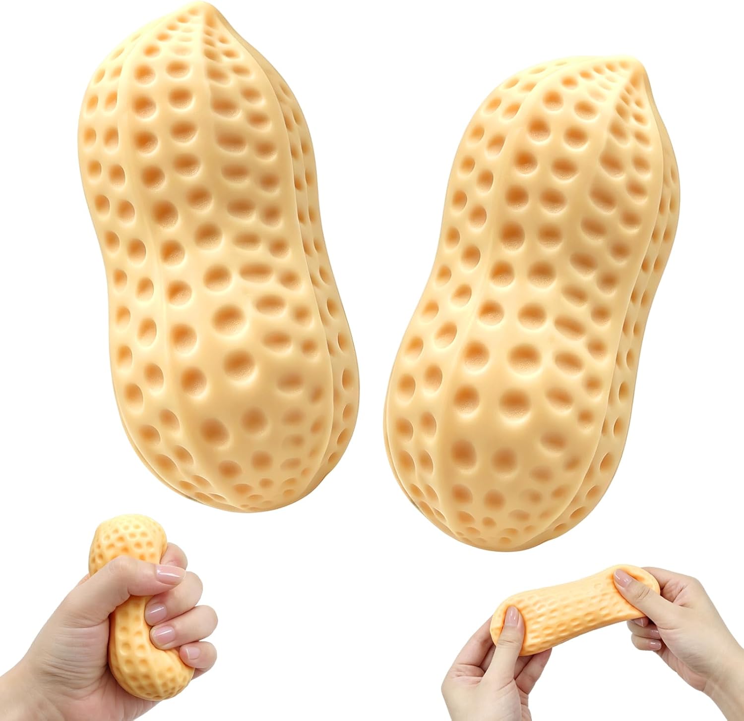 2PCS Peanut Squishy,Realistic Peanut Squishy Toy for Stress Relief