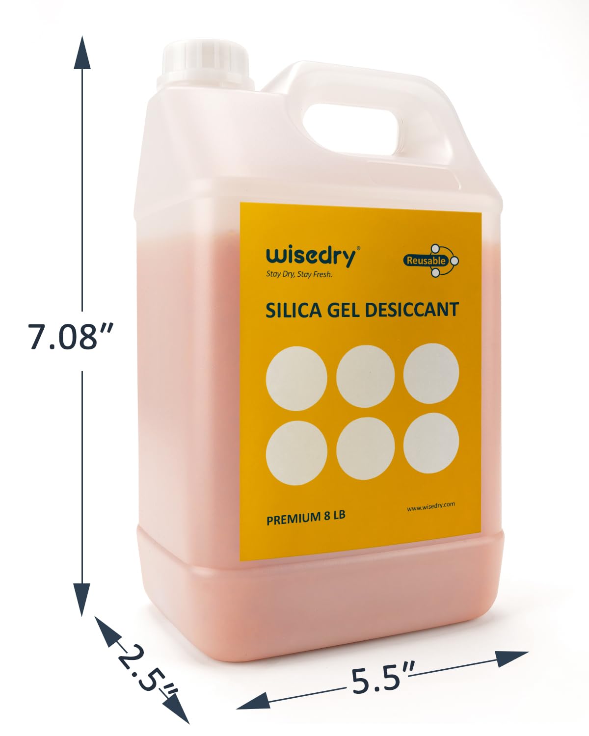 wisedry 3,6 kg [8 LBS] Kulki osuszające z żelem krzemionkowym wielokrotnego użytku ze wskaźnikiem koloru od pomarańczowego do zielonego Kulki o rozmiarze 2-4 mm do wielokrotnego napełniania klasy spoż