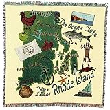 Pure Country Weavers State of Rhode Island Lap Square Blanket - Gift Tapestry Blanket Throw Woven from Cotton - Made in the USA (54x54)