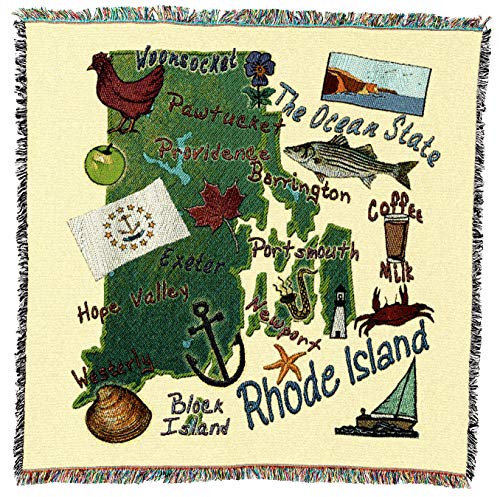 Pure Country Weavers State of Rhode Island Lap Square Blanket - Gift Tapestry Blanket Throw Woven from Cotton - Made in the USA (54x54)