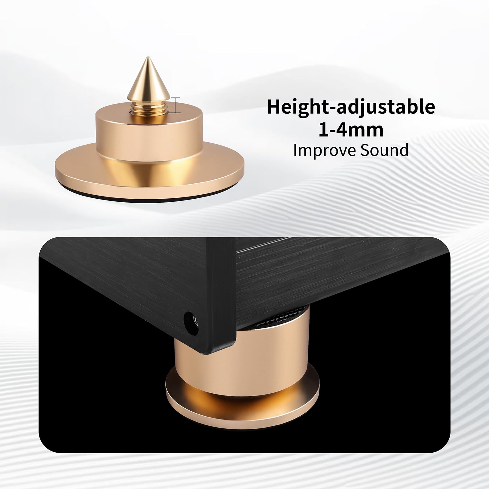 Piedini isolanti per giradischi, cuscinetti antivibrazione per altoparlanti e subwoofer, confezione da 4 piedini in lega di alluminio solida per audiofili per audio ad alta risoluzione, home