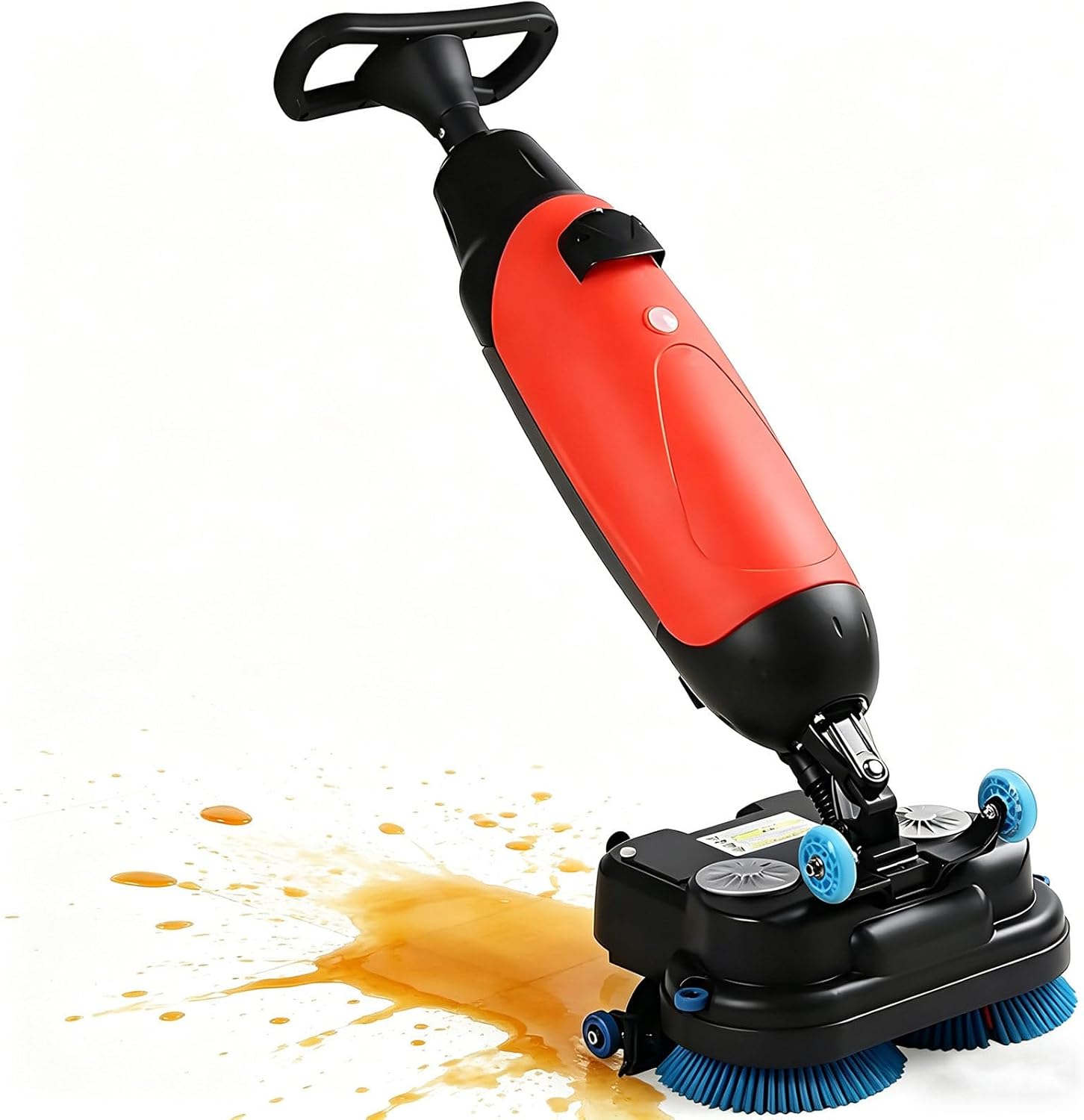 17" Commercial Floor Scrubber Machine with Double Brush Disc Battery-Powered Multi-Functional Floor Buffer Machine 360°Rotation, 13000 sqft, for Tile and Hard Surfaces Red