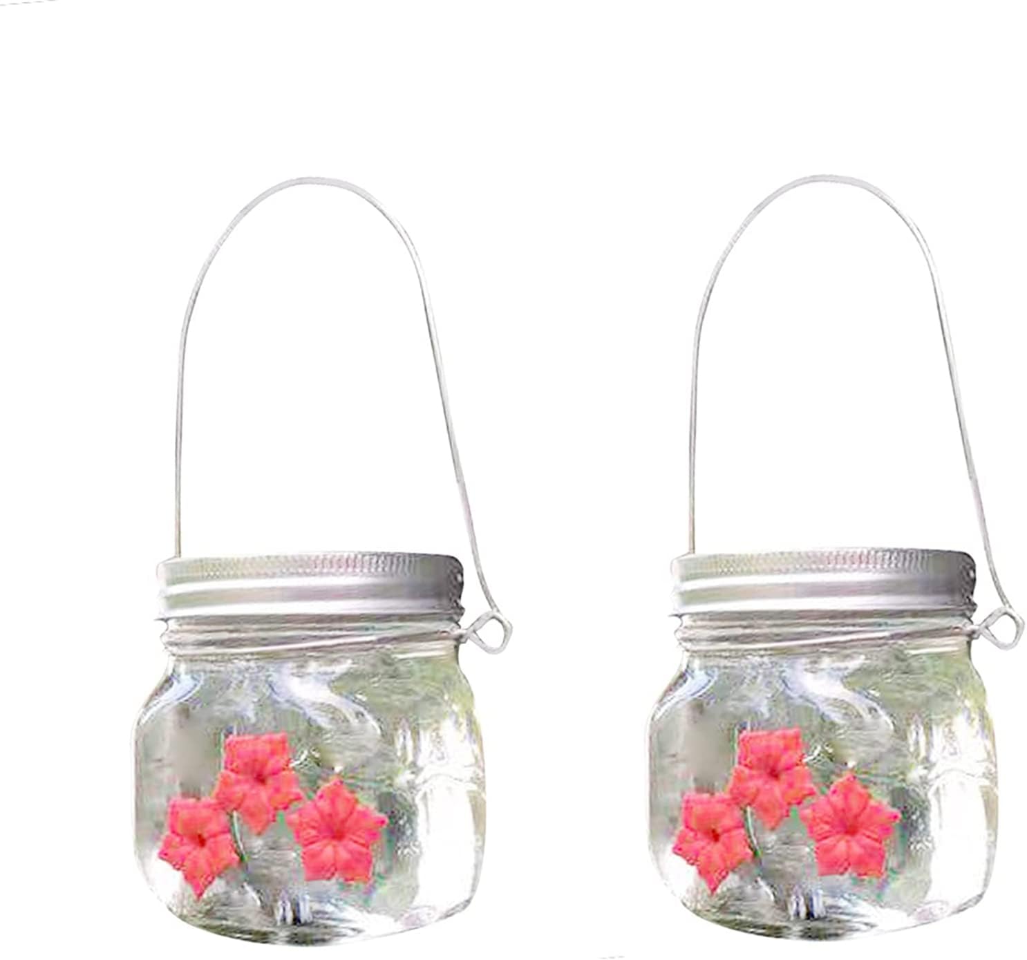 2Pcs Duskweling Mason Jar Hummingbird Feeder, Beautiful Mason Jar Hummingbird