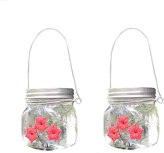 2Pcs Duskweling Mason Jar Hummingbird Feeder, Beautiful Mason Jar Hummingbird Feeder W/Three Ports, Mason Jar Hummingbird Feeder with 3 Ports, Duskwelling Hummingbird Feeder-2pcs