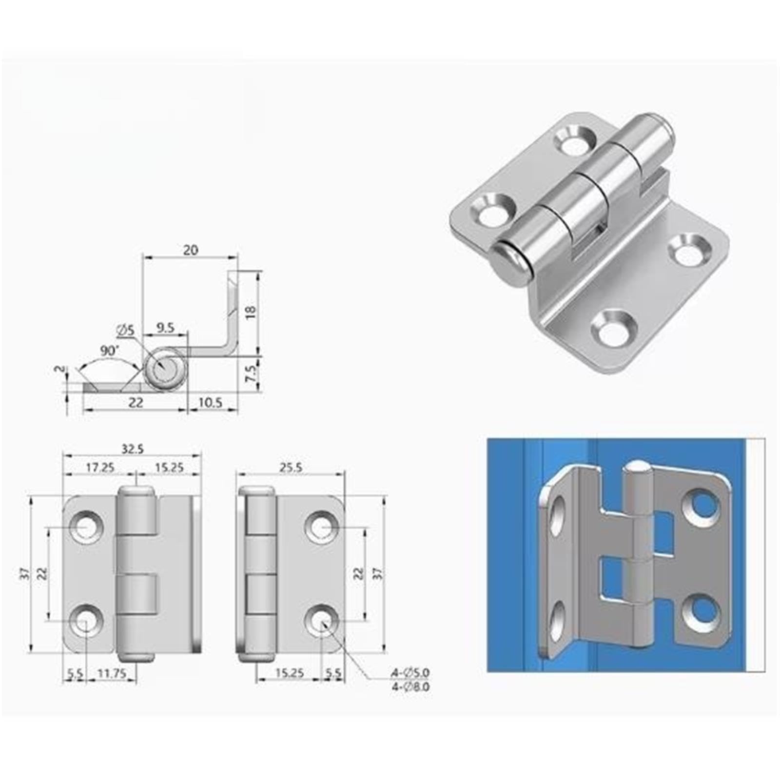 Bisagra de puerta reversible con cierre automático Bisagra Amortiguadora De Apertura Y Cierre Acero Inoxidable 5Uds 270 Grados