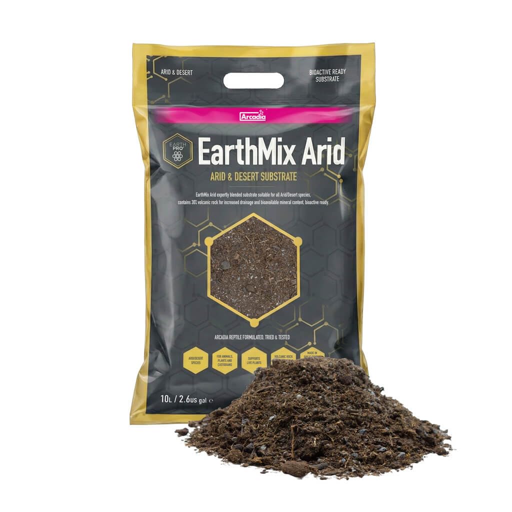 Arcadia EarthMix Arid 10L Bioactive Reptile Substrate. Terrarium Soil for Arid Species. Vivarium Bedding. Organic Peat Free Compost for Reptiles, Amphibians & Invertebrates. Terrarium Accessories