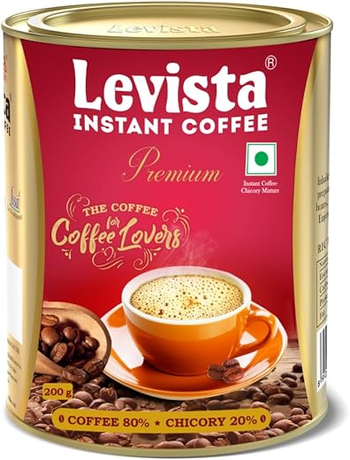 Levista Premium Instant Ground Coffee 200 gm can