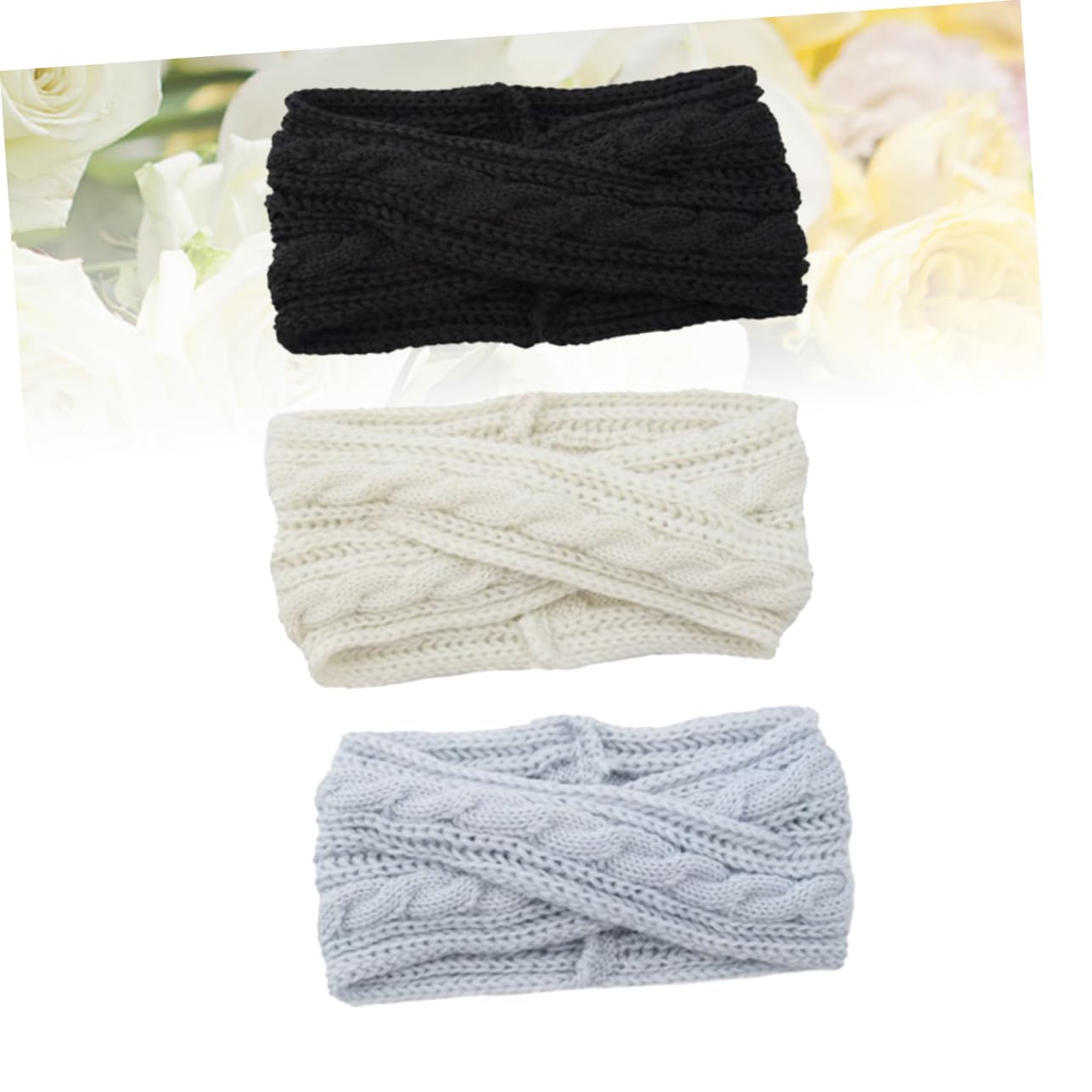 FRCOLOR 9stücke Teiliges Strick-woll-haarband Für Damen Elastisches Stirnband Schwarz Weiß Und Silber Haaraccessoire Für Winterspaß Und Sportaktivitäten