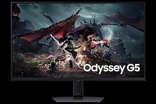 Samsung 32 Inch Odyssey G5 QHD Black Gaming Monitor with 180 Hz Refresh Rate, 1 ms, VESA DisplayHDR400, Ergonomic Stand -...