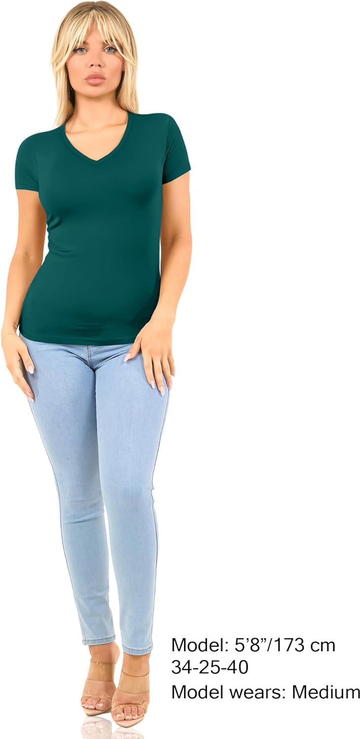 Cotton V Neck T Shirts for Women Short Sleeve Tshirt Basic Tees Vneck Tshirts Womens Tops Undershirt Multipack - Image 5