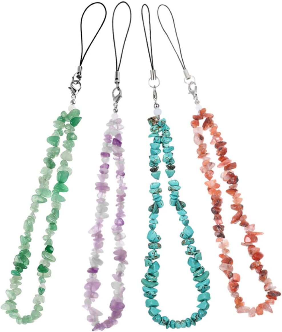 Beaded Crystal Stone Phone Charm Strap for Keys 4pcs Cameras