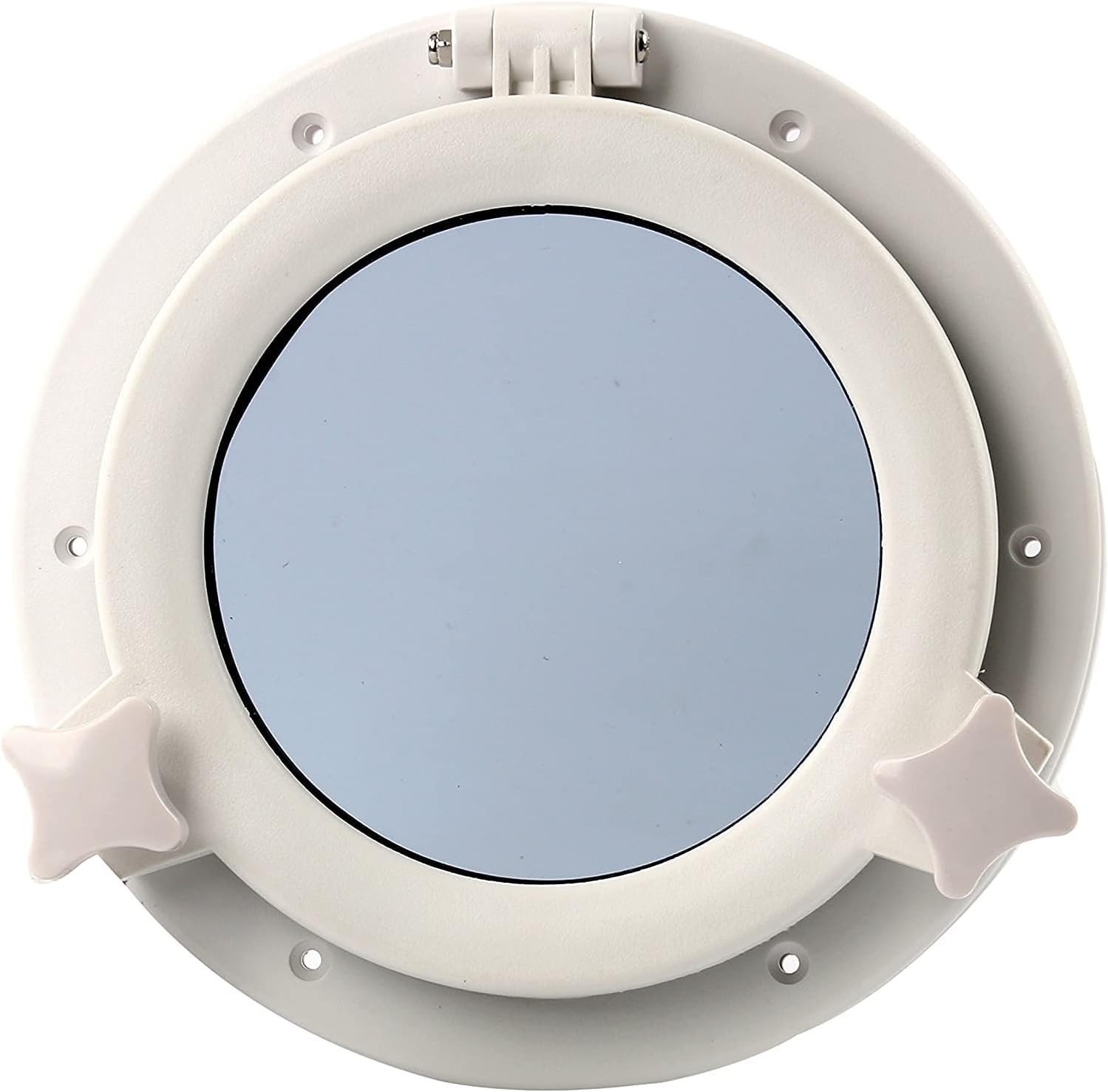 Amarine Made Pair of Boat Window Yacht Round Opening Portlight Porthole Window 10" Replacement Window Port Hole - ABS , Tempered Glass -Marine/boat/rv Portlight Hatch, Color: White, Black (White)