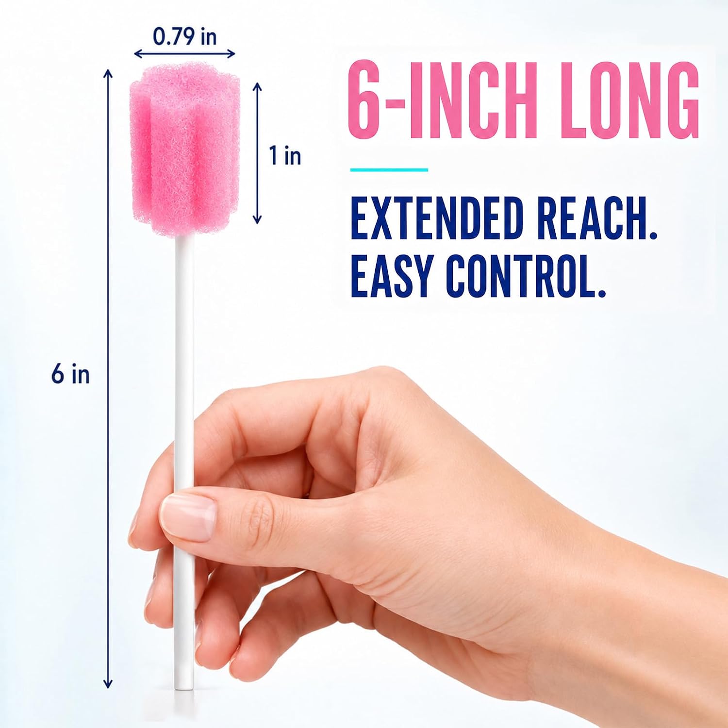 300 Pcs Disposable Oral Swabs, Long Handle Soft Sponge Mouth Swabs, Pink