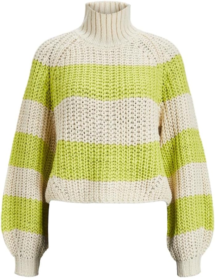 JACK & JONES JJXX JXKELVY CHUNKY STRIPE HIGH NECK KNIT SN Triko Kadın