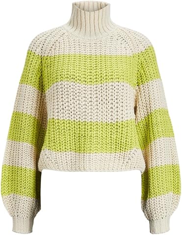 JACK & JONES JJXX JXKELVY CHUNKY STRIPE HIGH NECK KNIT SN Triko Kadın
