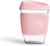 Neon Kactus mundgeblasener Tumbler Becher aus Borosilikatglas wiederverwendbare Kaffeetasse mit Deckel welcher und Thermohülle wiederverwendbarer Reisebecher mit Strohhalm Rose 1 Count (Pack of 1)