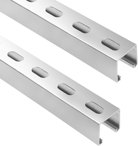 SKTREX SKTREX 5 Feet Length Strut Channel Trolley Track,1-5/8" high and Wide 12 Gauge Metal Steel u Channel with Short Slotted Back Channel - Pre-Galvanized Zinc Finish for Durability (Pack of 2)