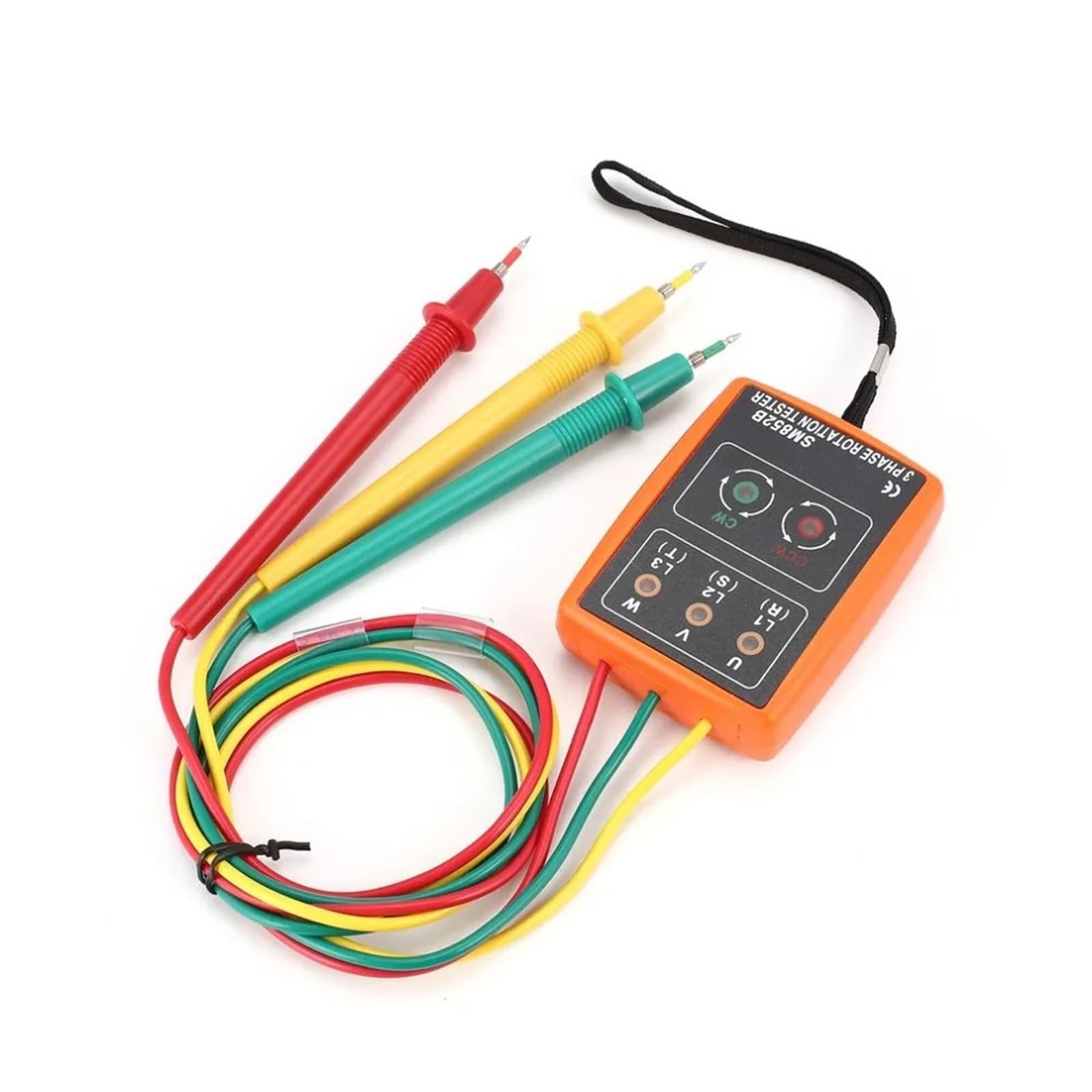 1pcs Phase Indicator Three phase Tester Phase Sequence Meter High voltage Phase Sequence Meter Phase Meter Phase Sequence Detector(SM852B Orange)