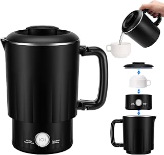 PAHTTO Stainless Steel Kettle, 800ml, with a Mug, BPA Free, Heats Up in 5 Minutes, Perfect for Family, Travel, Hotel, Camping and Outings (Black)