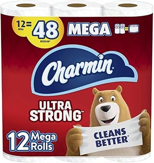 Ultra Strong Toilet Paper, 12 Mega Rolls = 48 Regular Rolls