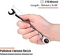 Vista 3 de Egofine - Llave combinada de trinquete de 7/16 pulgadas SAE, llave de engranajes de grado industrial con diseño de 12 puntos, trinquete de 72