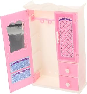 Toyvian Decoração De Armário Decorações De Armário Mini Guarda-Roupa Brinquedos Móveis De Armazenamento Armário De Boneca Mini Móveis De Casa Sapateira Rosa Casa De Bonecas Decoração De