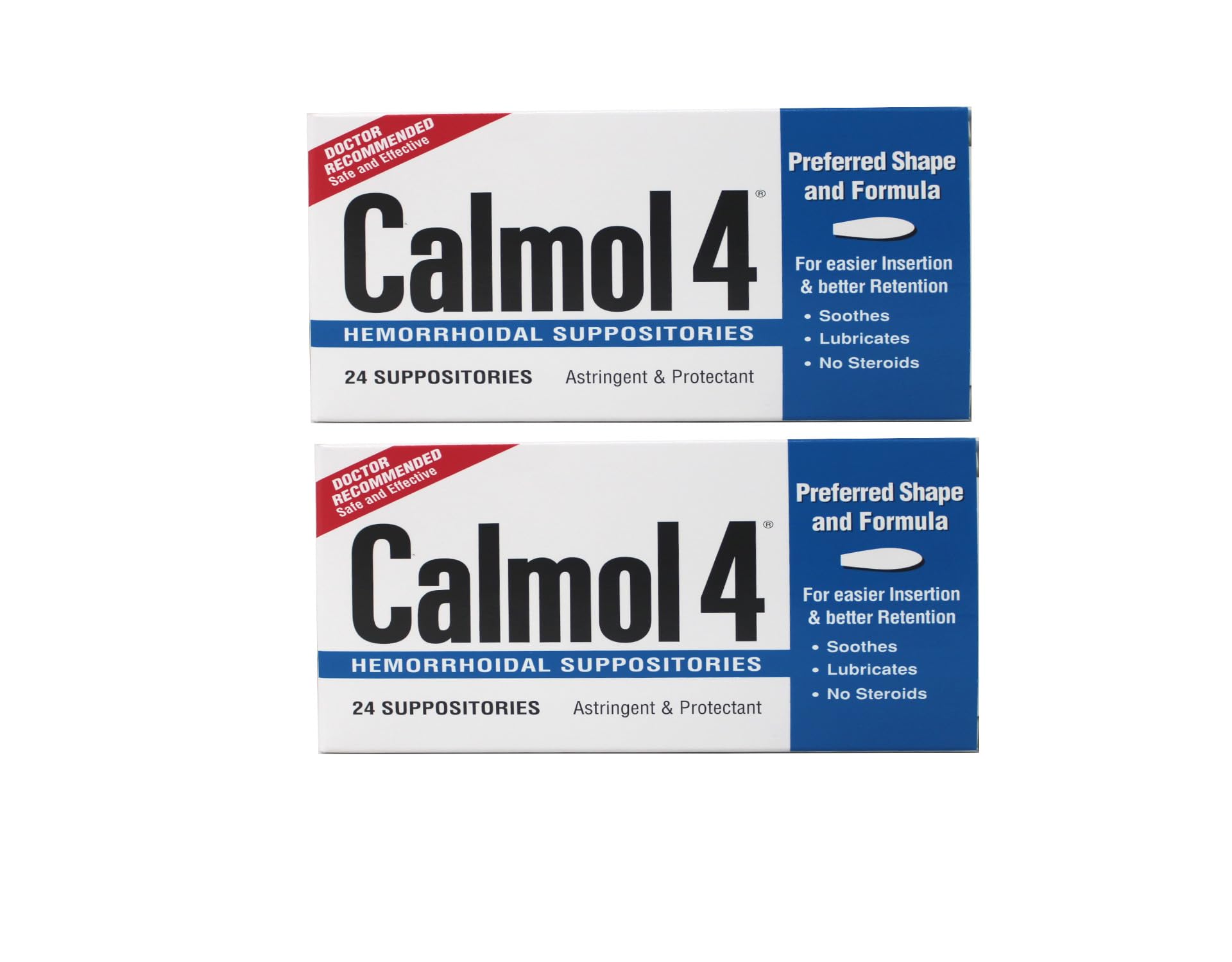 Calmol 4 Hemorrhoidal Suppositories (Pack of 2, 24 Count)