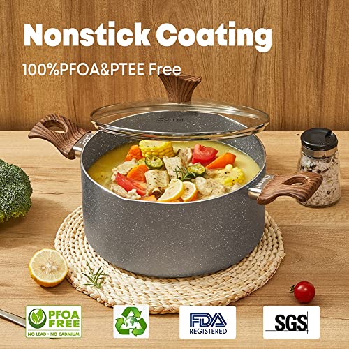 Cyrret Non Stick Dutch Oven Stockpot With Lid, 3 Quart Nonstick Stock Pot Soup Pot, Granite Pasta Pot Cooking Pot, Casserole With Double Handles, Induction Compatible, Dishwasher Safe, Pfoa Free #TOP1