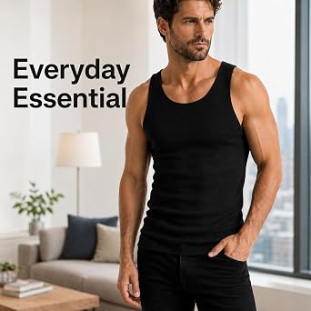 Kenneth Cole Mens Tank Top - 4 Pack Soft Cotton Tagless Ribbed Tank Top for Men - Sleeveless Undershirts for Men