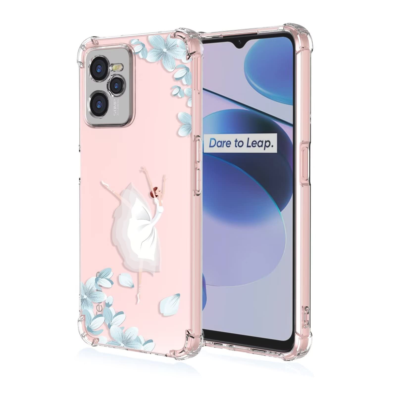 Coque Pour Realme C35/Realme Narzo 50A Prime Avec Entille Coulissante Couverture Et Support Rotatif [3 Pièces] Verre Trempé, Étui De Protection De Qualité Militaire [Antichoc] Rigide Housse, Noir