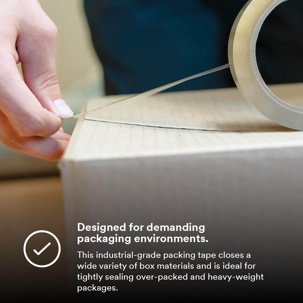 3M Scotch 375 Industrial-Grade Packing Tape, Clear, 48 mm x 50 m, High Performance Sealing Tape for Heavy-Duty Commercial Box and Carton Sealing, Moving, Packaging and Shipping, 1 Pack