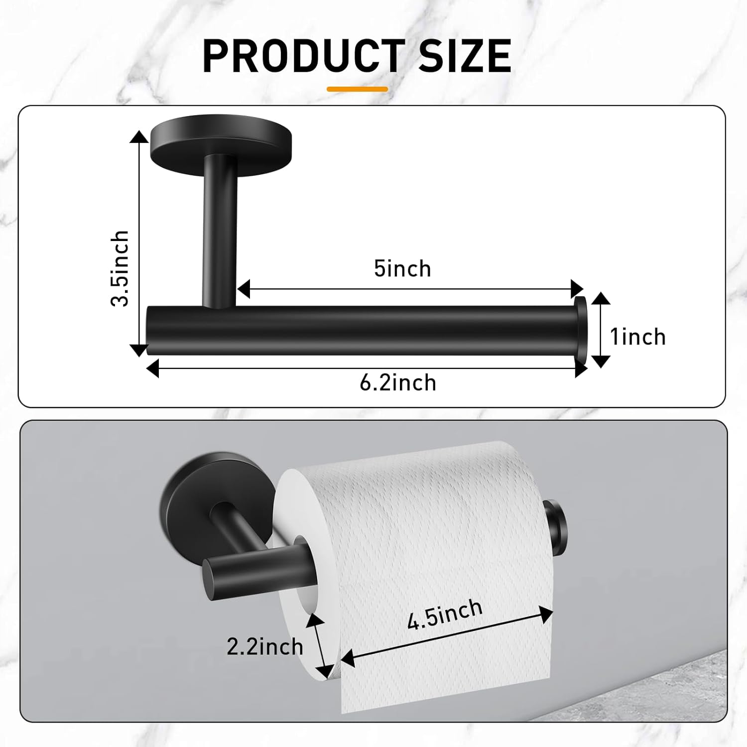 CasaCulina Toilet Paper Holder, Stainless Steel Toilet Paper Holder Wall Mounted, Bathroom Toilet Paper Holders, Toilet Paper Roll Holder for Bathroom/Washroom/Kitchen(2Pack, Matte Black)